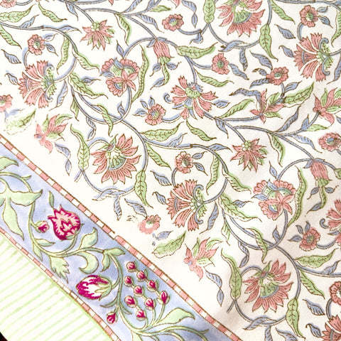 Pastel Elegance Block Printed Table Cloth