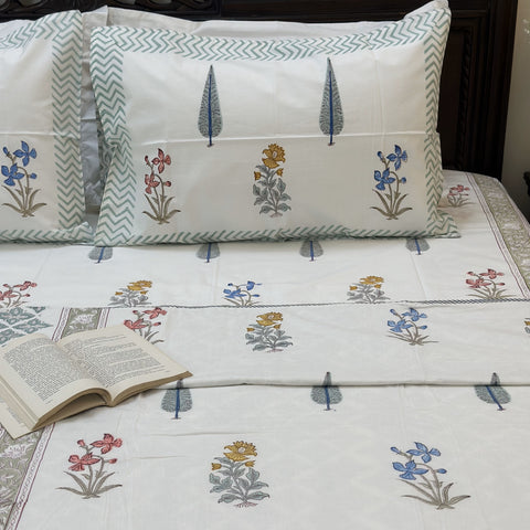 Cypress Panel Impression Block Printed Single-Bed Dohar