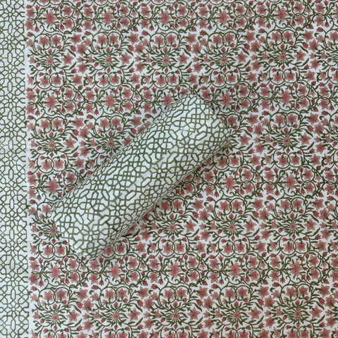 Tangerine Floral Jaal Block Printed Single-Bed Dohar