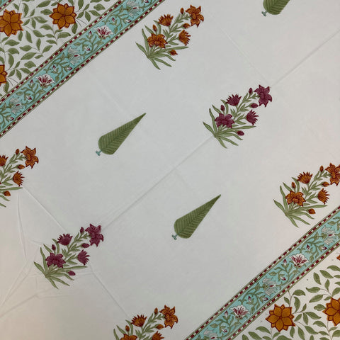Saffron Splendor Block Printed Bedsheet