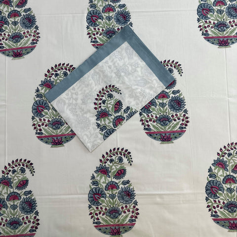 Blue Paisely Block Printed Bedsheet