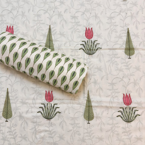 Vivid Tulip Bliss Block Printed Single-Bed Dohar