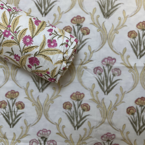Golden Bloom Mesh Block Printed Single-Bed Dohar