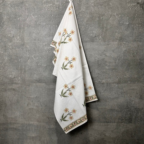 Bliss Drape Block Printed Waffle Cotton Body Towel