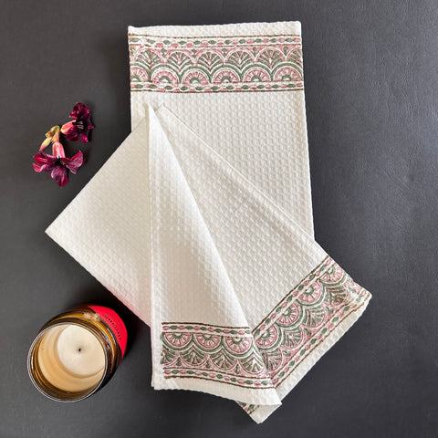 Garden Party Block Printed Waffle Cotton Hand Towel