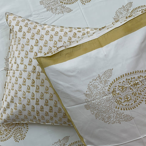 Sun Kissed Swirls Block Printed Bedsheet 500TC