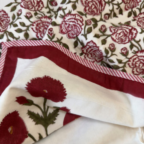 Timeless Poppy Block Printed Single-Bed Dohar