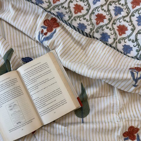 Blooming Lines Block Printed Single-Bed Dohar