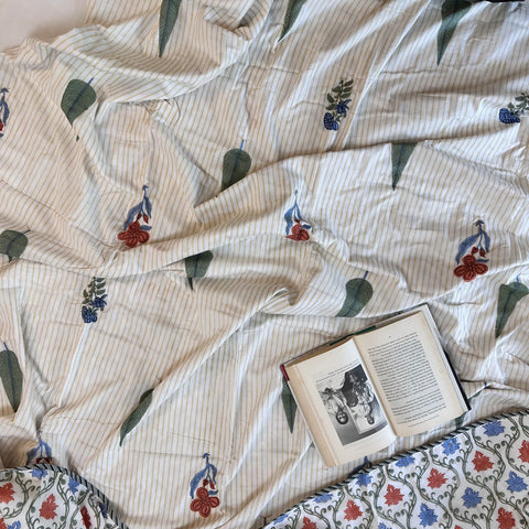 Blooming Lines Block Printed Single-Bed Dohar