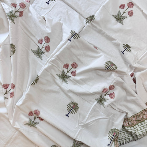 Peach Petal Heaven Block Printed Single-Bed Dohar