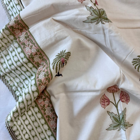 Peach Petal Heaven Block Printed Single-Bed Dohar