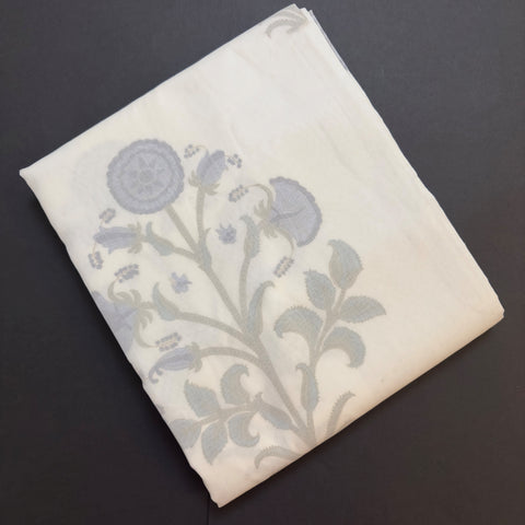 Blue Floral Whispher Block Printed Double Bed Mulmul Dohar