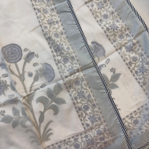 Blue Floral Whispher Block Printed Double Bed Mulmul Dohar
