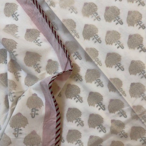 Umbrella Garden Block Printed Double Bed Mulmul Dohar