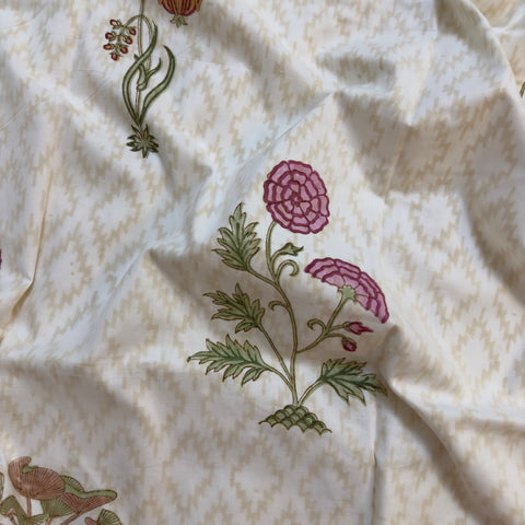 Floral Chattai Weave Block Printed Double Bed Mulmul Dohar
