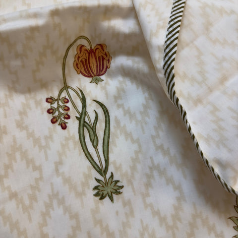 Floral Chattai Weave Block Printed Double Bed Mulmul Dohar