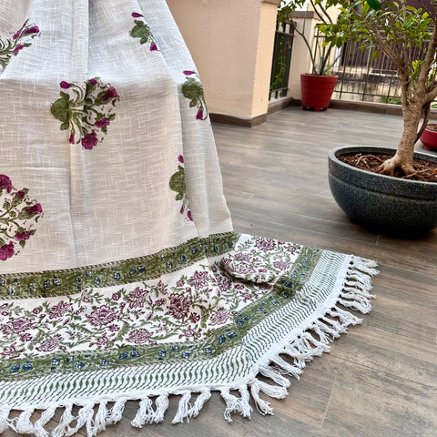 Hibiscus Symphony Block Printed Throw
