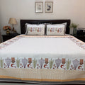 Rustic Charm Brown Kids Reversible Hand Block Printed Quilted Bedcover  Set of 3