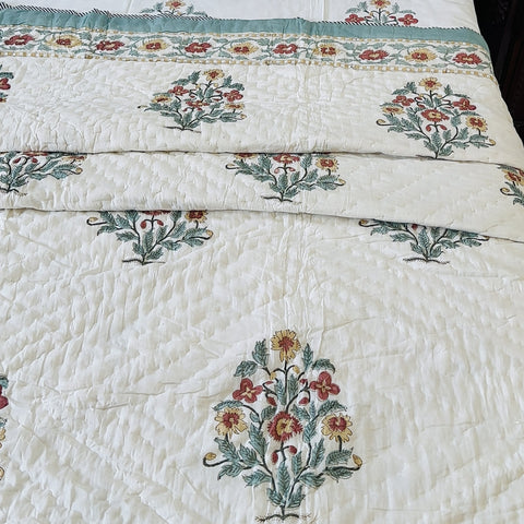 Rustic Charm Hand Block Printed Single-Bed Quilt