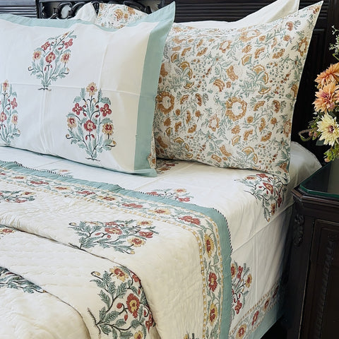 Rustic Charm Hand Block Printed Single-Bed Quilt