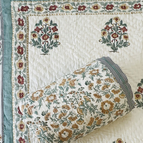 Rustic Charm Hand Block Printed Single-Bed Quilt