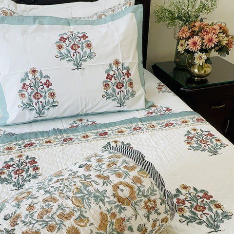 Rustic Charm Hand Block Printed Single-Bed Quilt