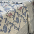 Blue Meadow Jaal Hand Block Printed Single-Bed Quilt