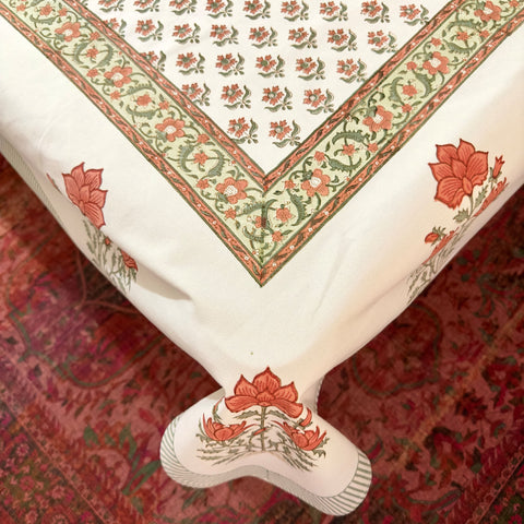 Tangerine Bliss Block Printed Table Cloth