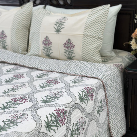 Valley Of Flowers Hand Block Printed Single-Bed Quilt