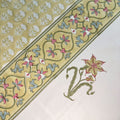 Golden Bloom Block Printed Table Cloth