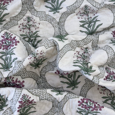 Valley Of Flowers Hand Block Printed Single-Bed Quilt