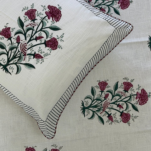 Jewel Tree Slub Cotton Block Printed Bedcover