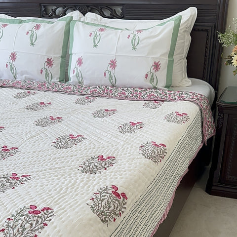 Rani Bagh Hand Block Printed Single-Bed Quilt