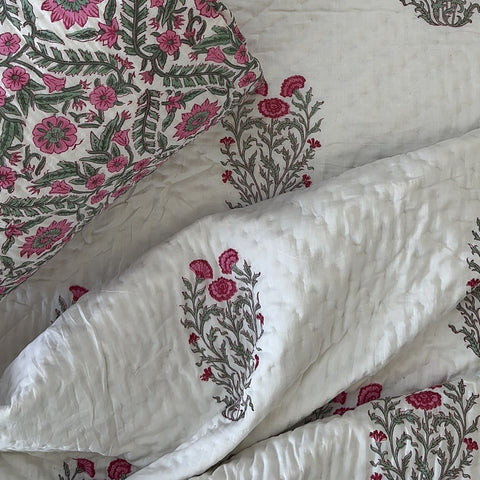 Rani Bagh Hand Block Printed Single-Bed Quilt