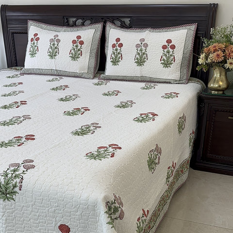 Floral Serenade Quilted Bedcover