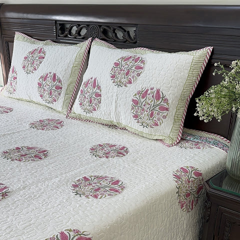 Blossom Circles Quilted Bedcover