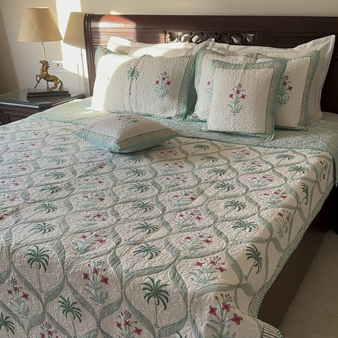 Palm Tree Quilted Bedcover set of 5pc.