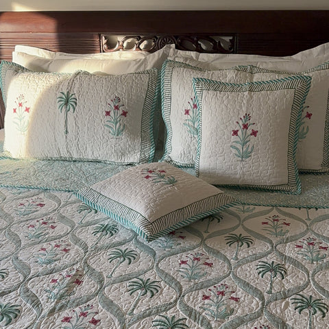 Palm Tree Quilted Bedcover set of 5pc.