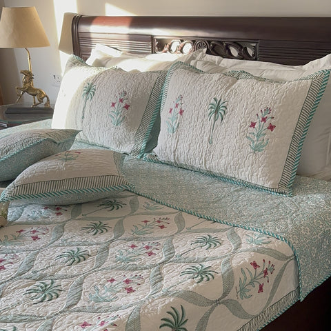 Palm Tree Quilted Bedcover set of 5pc.