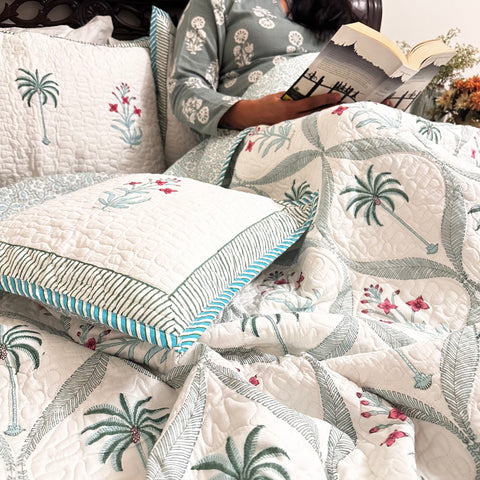 Palm Tree Quilted Bedcover set of 5pc.