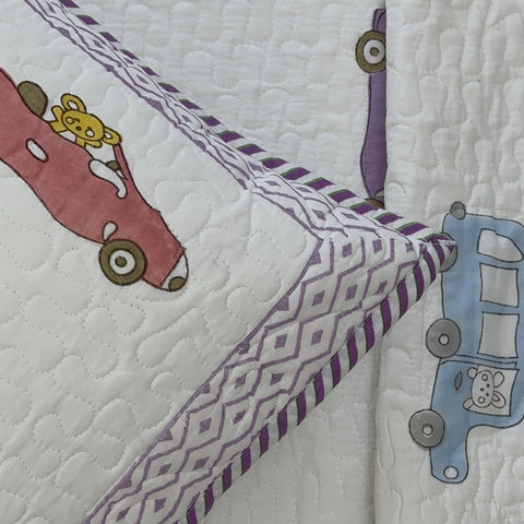 Joy Ride Junction Kids  Non-Reversible Hand Block Printed Quilted Bedcover  Set of 3