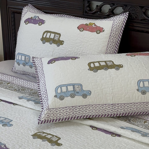 Joy Ride Junction Kids  Non-Reversible Hand Block Printed Quilted Bedcover  Set of 3