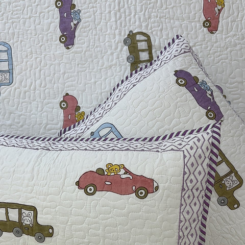 Joy Ride Junction Kids  Non-Reversible Hand Block Printed Quilted Bedcover  Set of 3