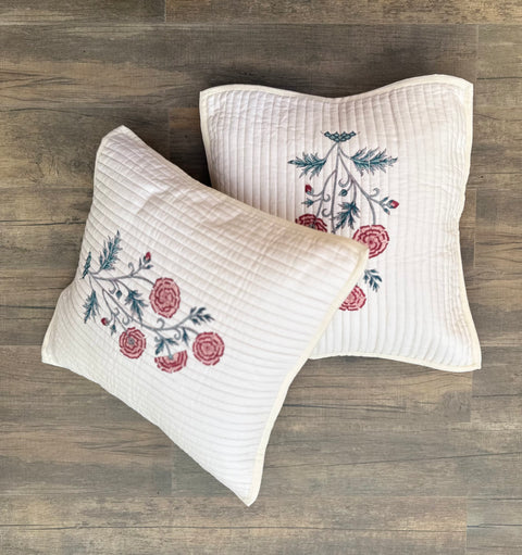 Quilted Cushion Cover Cream Base