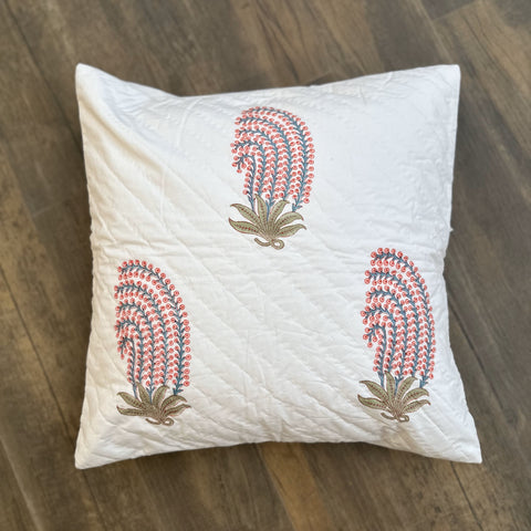 Ruby Fern Quilted Cushion Cover