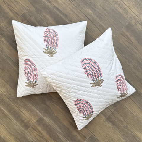 Ruby Fern Quilted Cushion Cover