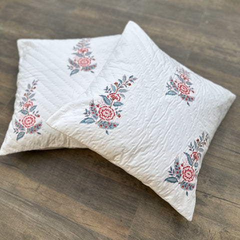 Ruby Bloom Quilted Cushion Cover