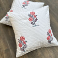 Ruby Floral Bloom Quilted Cushion Cover