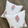 Ruby Floral Bloom Quilted Cushion Cover