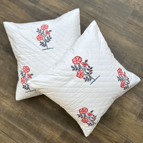 Ruby Vinca Quilted Cushion Cover